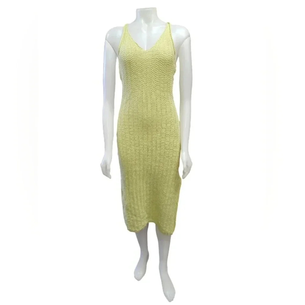 Lelis NWT Green Knit Halter Midi Sleeveless Dress Size Small